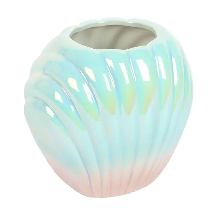 Iridescent Clam Shell Coastal Flower Vase