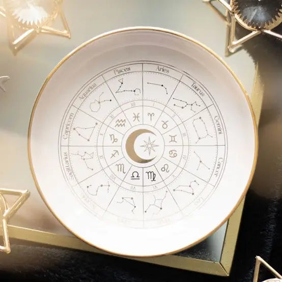 Off white astrology trinket dish