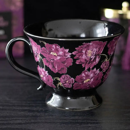 Dark Romance Floral Print Teacup