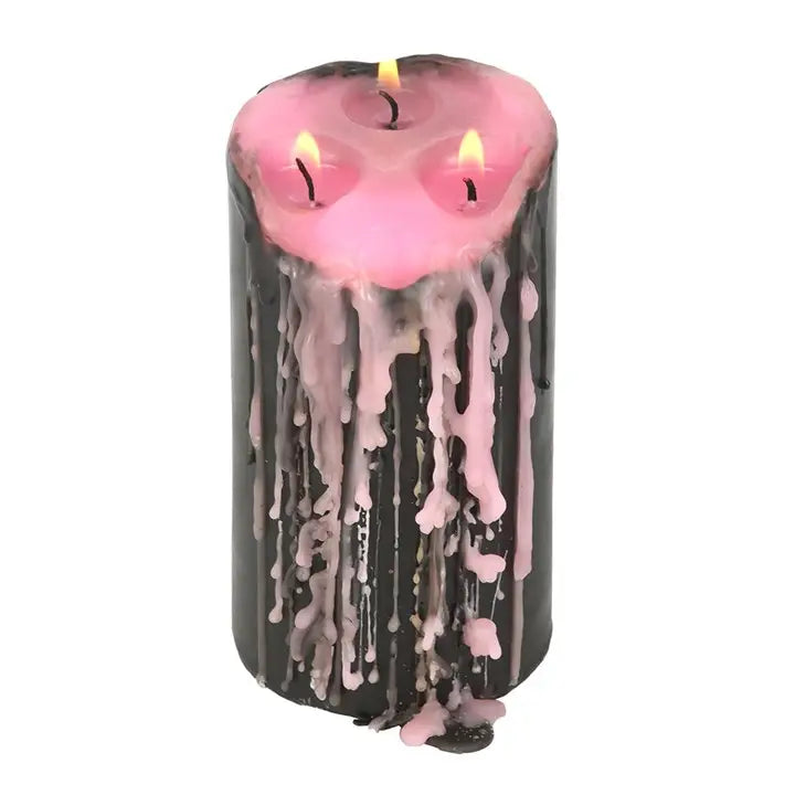 Large Pink Gothic Vampire Tears Bleeding Pillar Candle