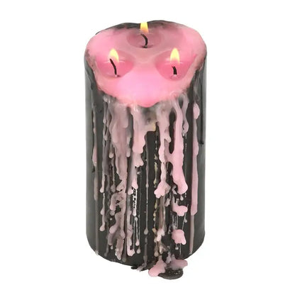 Large Pink Gothic Vampire Tears Bleeding Pillar Candle