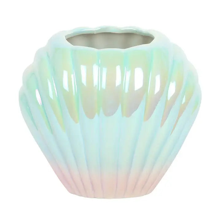 Iridescent Clam Shell Coastal Flower Vase