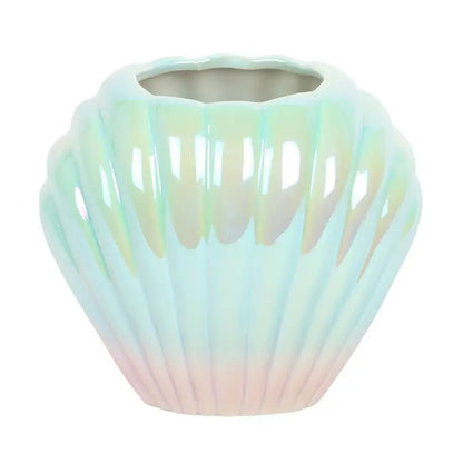 Iridescent Clam Shell Coastal Flower Vase