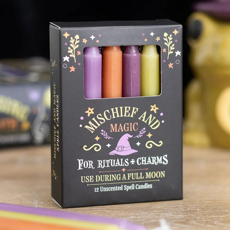 Pack of 12 Mischief and Magic Halloween Spell Candles
