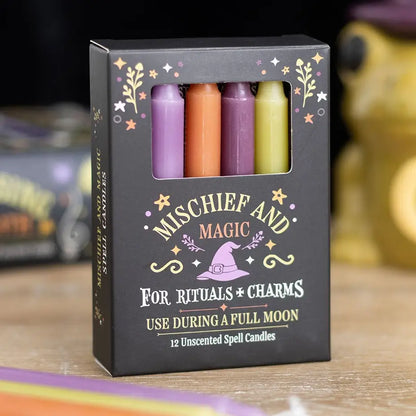 Pack of 12 Mischief and Magic Halloween Spell Candles