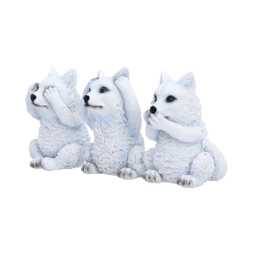 Three Wise Wolf Pups 9cm