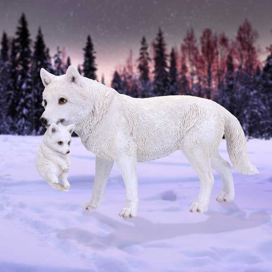 Winter Bond Mother Wolf and Pup Figurine 30cm