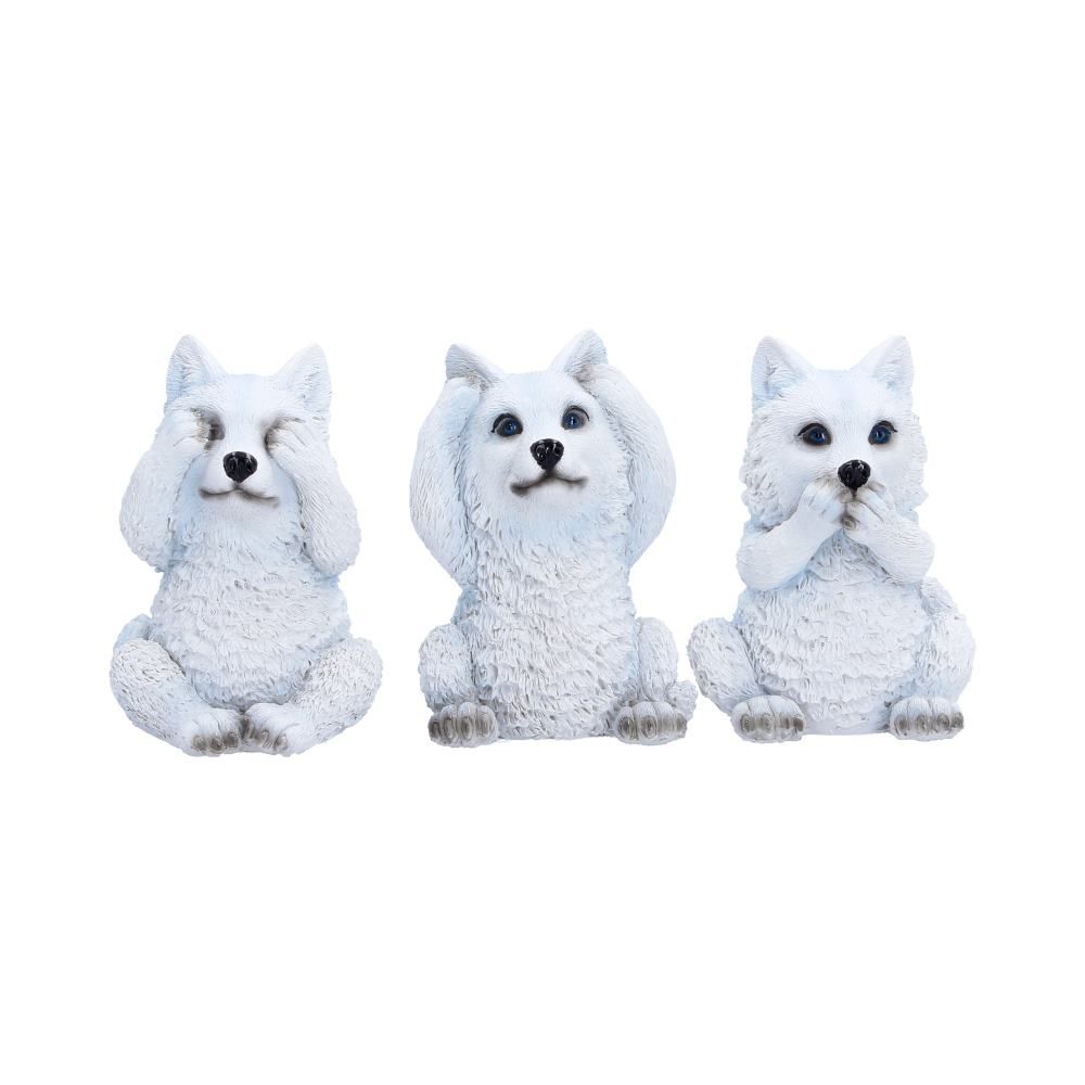 Three Wise Wolf Pups 9cm