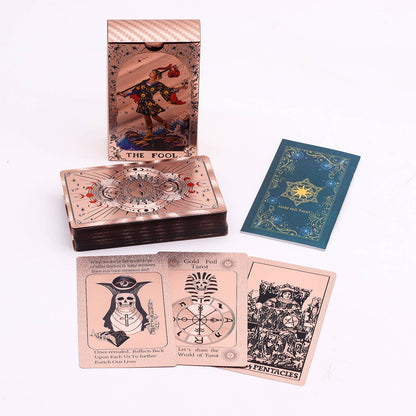 Tarot Card Set Rose Gold Foil - Moon Phase - with Booklet