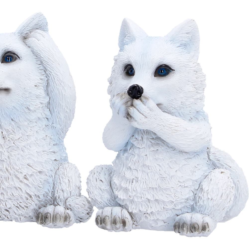 Three Wise Wolf Pups 9cm