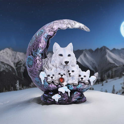 Winter Moon Wolf Ornament with LED