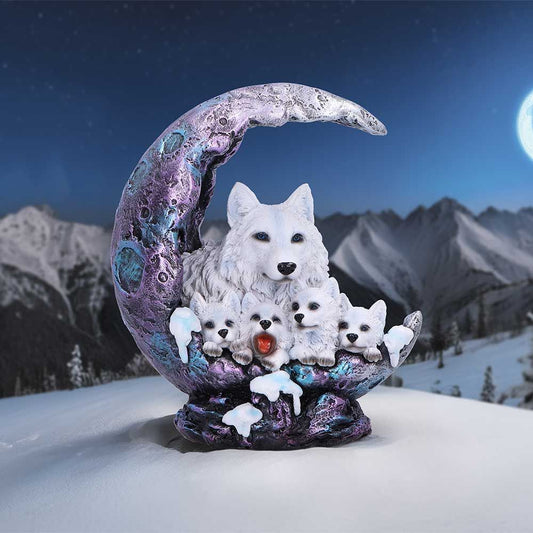 Winter Moon Wolf Ornament with LED
